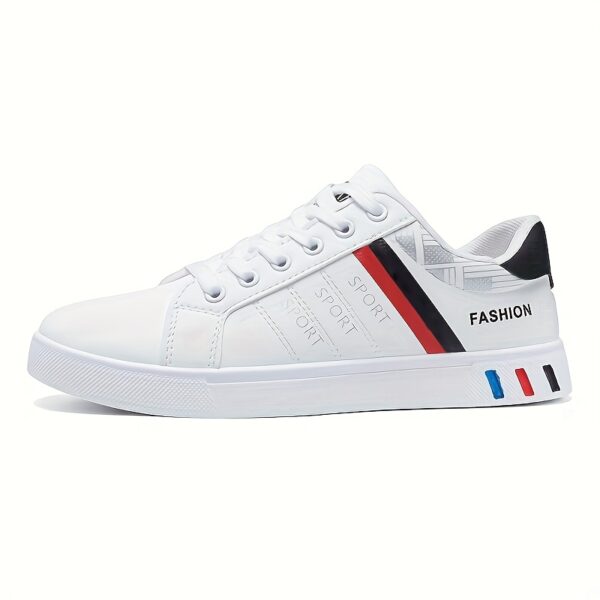 Men's Lace-up Sneakers, Striped Design Skateboard Shoes - Image 10