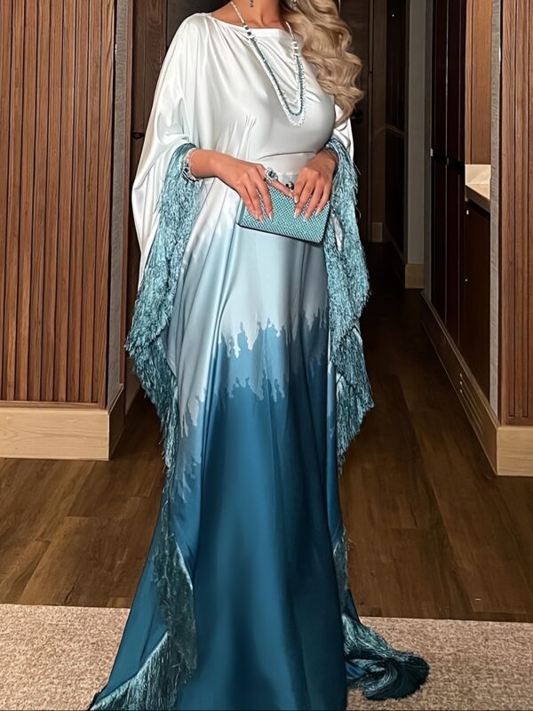 New Gradient Printed Dress Inspired by Middle Eastern Muslim Tassel Robes And Western Long Skirts. - Image 2