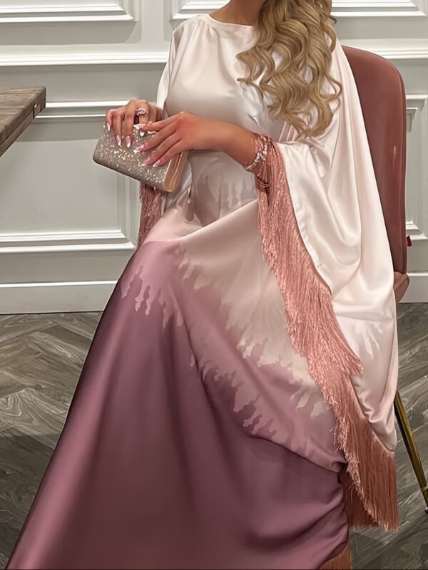New Gradient Printed Dress Inspired by Middle Eastern Muslim Tassel Robes And Western Long Skirts. - Image 5