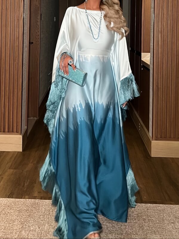 New Gradient Printed Dress Inspired by Middle Eastern Muslim Tassel Robes And Western Long Skirts. - Image 4