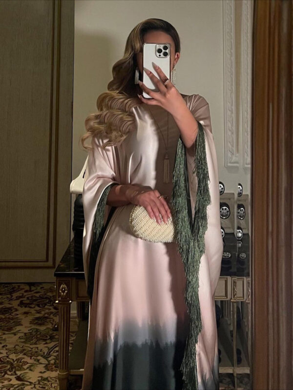 New Gradient Printed Dress Inspired by Middle Eastern Muslim Tassel Robes And Western Long Skirts. - Image 3