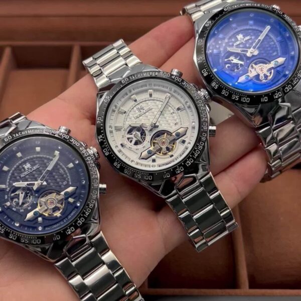 Dapper, Stylish Men's Automatic Mechanical Watch with Tourbillon Movement - Sleek Hollow Design, Stainless Steel Band - Image 7