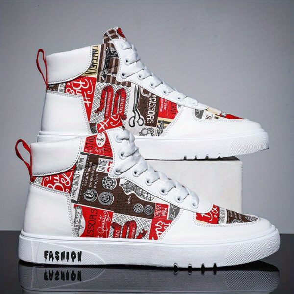 Men's Trendy High Top Lace Up Sneakers, Casual Outdoor Walking Shoes, Men's Clothing - Image 6