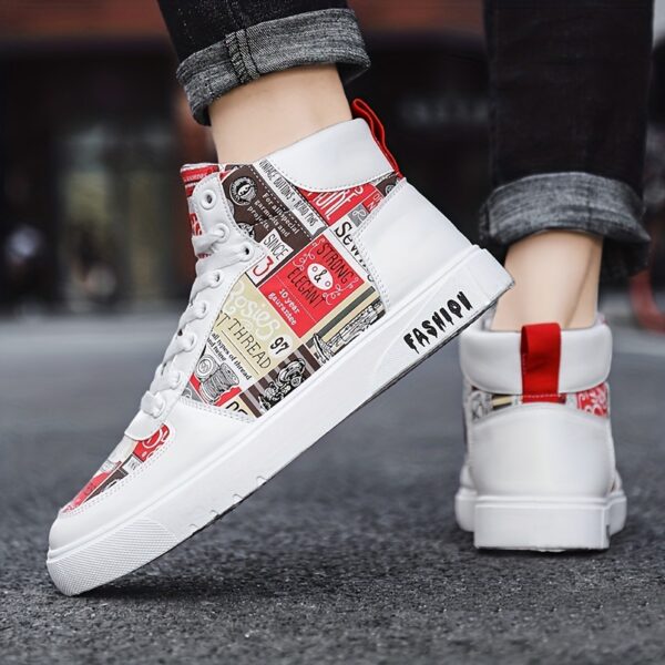 Men's Trendy High Top Lace Up Sneakers, Casual Outdoor Walking Shoes, Men's Clothing - Image 10