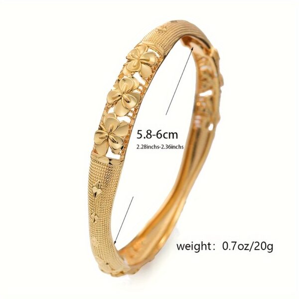 4pcs Gold-Plated Copper Bangle Set, Tribal Luxury Style, Adjustable Open Cuff Bracelets for Women, Daily & Festival Wear, Ramadan Celebration, All-Season Jewelry - Image 4