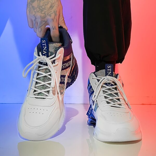 Unisex Fashion Sneakers, Mid-Top Lace-Up Casual Street Shoes, Non-Slip Travel Athletic Footwear, Lightweight Versatile High-Top Sports Shoes for Men and Women - Image 9