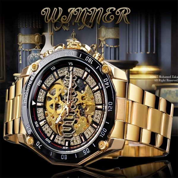 Winner New European and American Style Men's Fashion Leisure Hollow out Mechanical Movement Automatic Mechanical Watch Fashion Watch - Image 9