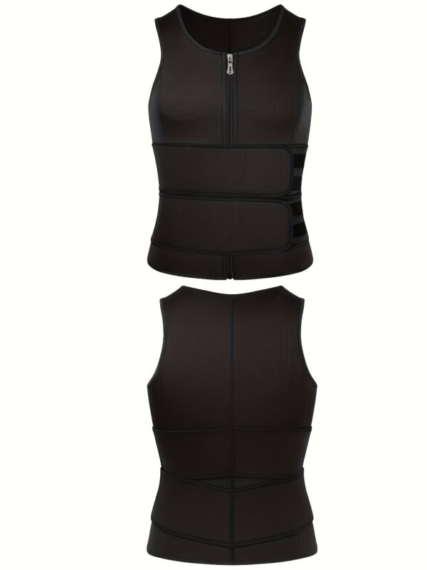 Neoprene Double Belt Vest for Men - Sweat-Inducing, Slim-Fit, Sleeveless Gym Shirt with Crew Neck and Placket - Hand Washable, Polyester Blend, Solid Color, Casual Wear for All Seasons - Image 5