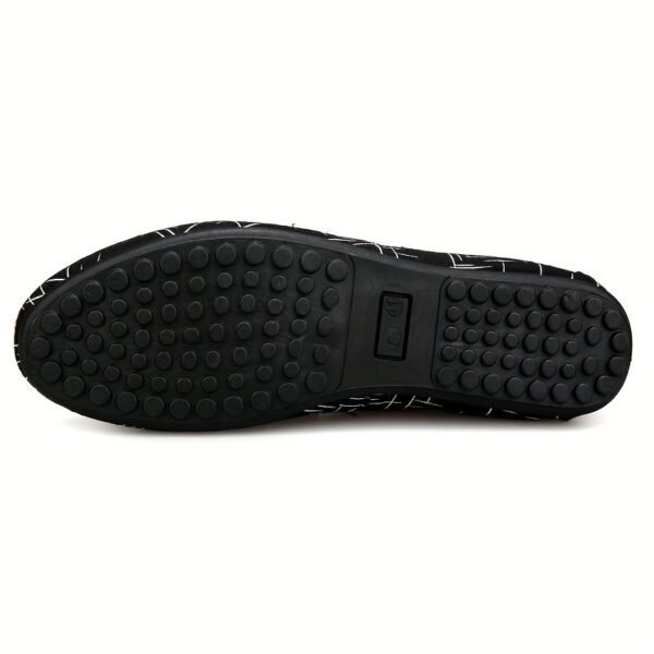 Men's Slip-On Loafers - Stylish Black & White Geometric Pattern Casual Shoes, Breathable Mesh Upper, Rubber Sole, Round Toe, Perfect for Outdoor Wear in All Seasons, Breathable Shoes | Geometric Pattern Shoes | Durable Comfort Shoes, Dressy Shoes - Image 14