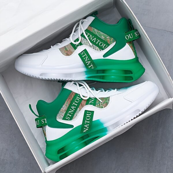Unisex Fashion Sneakers, Mid-Top Lace-Up Casual Street Shoes, Non-Slip Travel Athletic Footwear, Lightweight Versatile High-Top Sports Shoes for Men and Women