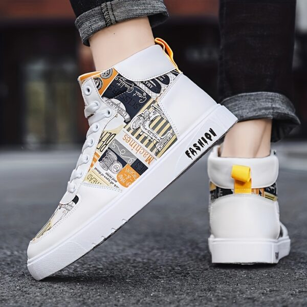 Men's Trendy High Top Lace Up Sneakers, Casual Outdoor Walking Shoes, Men's Clothing - Image 7