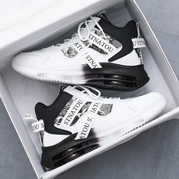 Unisex Fashion Sneakers, Mid-Top Lace-Up Casual Street Shoes, Non-Slip Travel Athletic Footwear, Lightweight Versatile High-Top Sports Shoes for Men and Women - Image 4