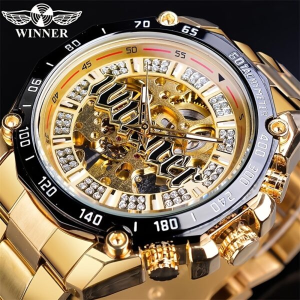 Winner New European and American Style Men's Fashion Leisure Hollow out Mechanical Movement Automatic Mechanical Watch Fashion Watch - Image 5