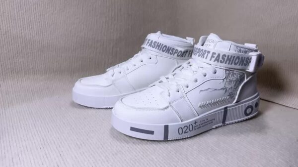 Unisex High-Top Skateboarding Shoes, Solid Color PU Upper, Fabric Inner, Rubber Sole, Lace & Buckle Closure, for Men and Women - Image 11