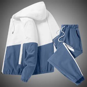 2pcs Set of New Spring And Autumn Sports Fashion Suits for Men, Hooded Jackets, Jackets, Simple Casual Pants with Cuffs