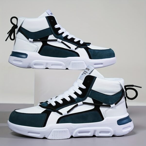Men'S Front Strap Letter Pattern Contrast Color Double Shoelaces Fashion Design Outdoor Breathable High Top Casual Sneakers - Image 6
