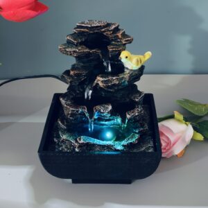 1 set of resin color-changing light imitation landscape fountain, bird rockery fountain, desktop placement creative USB power design, suitable for home and office decoration, suitable for business and Christmas, Valentine's Day, Thanksgiving and housewarming gifts