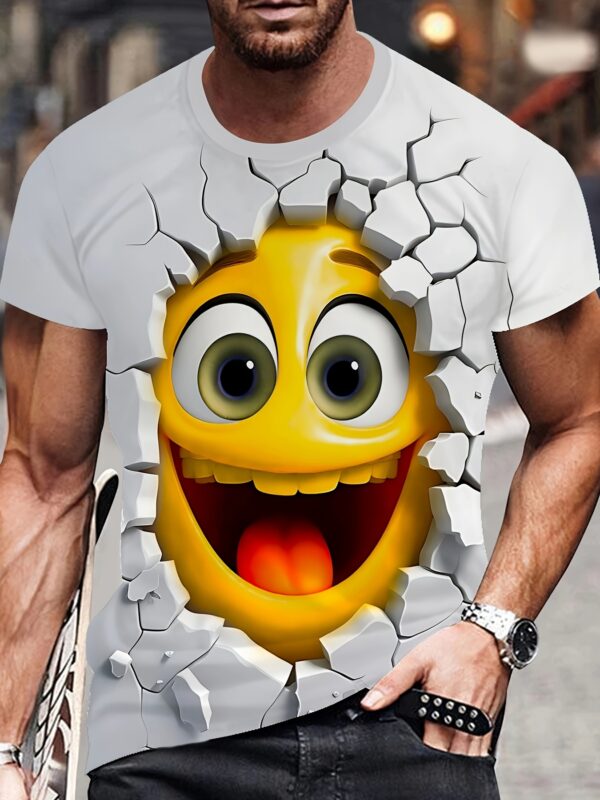 Men's 3D Printed Novelty T-Shirt - Stretchy, Comfortable Casual Tee for Outdoor Activities, Round Neck, Machine Washable - Image 6
