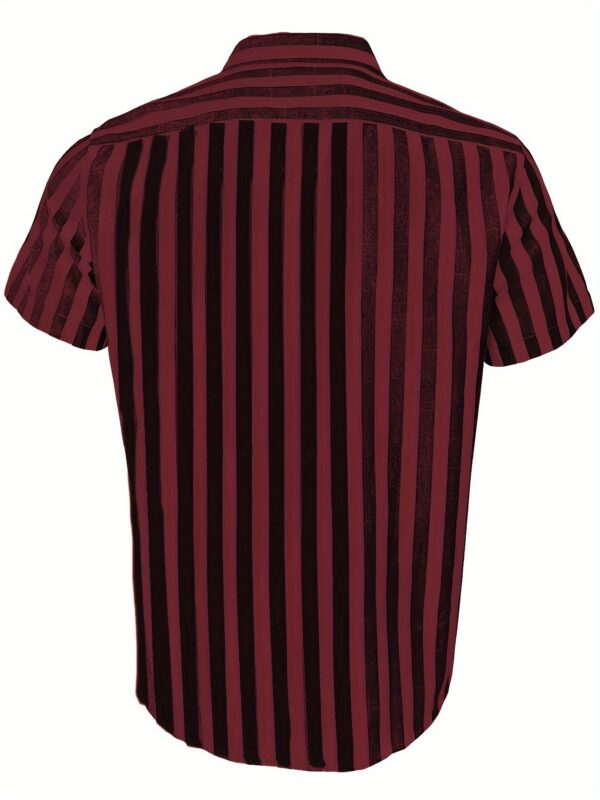 Men'S Summer Striped Business Shirt, Short Sleeve Button, Regular Fit, 95% Polyester 5% Elastane, Woven Fabric, Slight Stretch, Work Style, Lapel Collar, 119gsm - Casual Workwear - Image 4