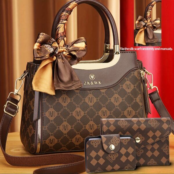 Three-Piece Women'S Suit Bag Personalized Print Handbag Trendy Old Flower Shoulder Bag Women'S Bag Messenger Bag - Image 2