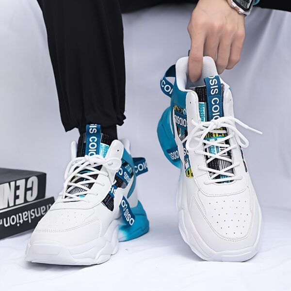 Stylish Men's Colour Block Chunky Lace Up Sneakers - Ultra Comfy Non Slip Soft Sole, Durable, Breathable, Water Resistant Shoes for Outdoor Activities, Hiking, Camping, and Casual Wear - Image 7
