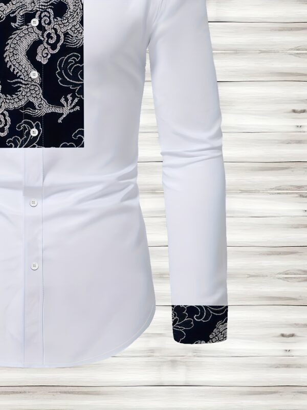 A Stylish Print Shirt for Men, Featuring a Casual Long-Sleeve Design with a Button- Collar, Perfect for Wearing in Spring And Autumn. - Image 4