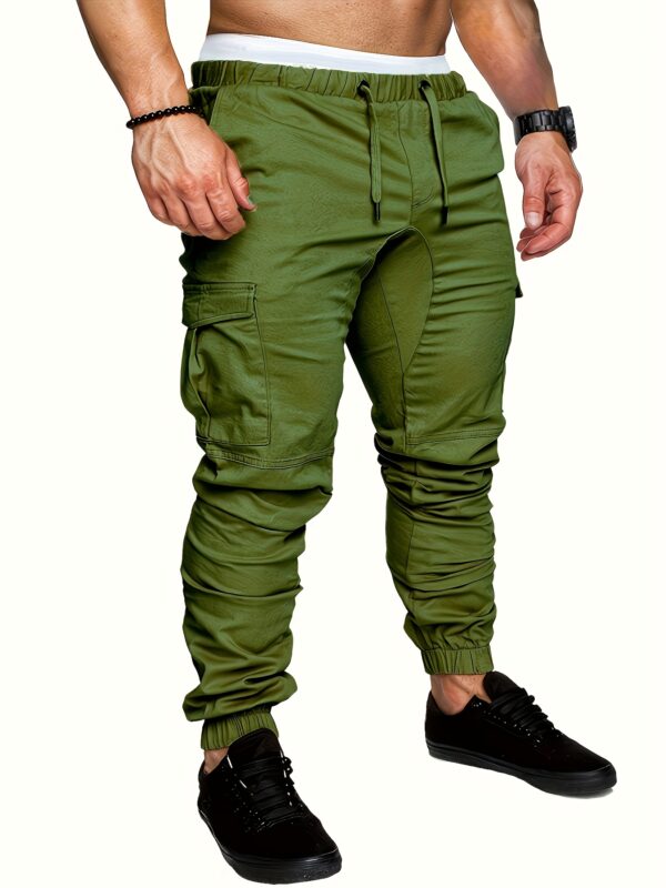 Men's Navy Blue Cotton Cargo Pants with Multiple Pockets - Casual & Outdoor Workwear for Hiking, Running, and Everyday Use, Camping Gear - Image 8