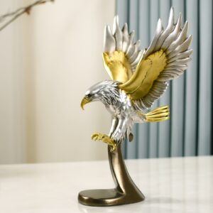 Golden Eagle Statue - Modern Resin Decorative Art Piece for Living Room, Office, or Bookshelf - Elegant Animal-Themed Home Decor Gift, Office Decor | Elegant Home Accessory | Textured Surface, Statues for Home Decor