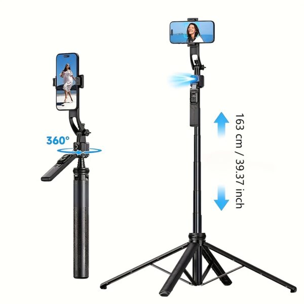 360° Auto Face Tracking Tripod - Extendable Smart Phone Holder with Motion Detection, USB Rechargeable, for Android/iOS Phones, Ideal for Sports & Events, Event Tracking | 360° Rotation | Wireless Connectivit - Image 2