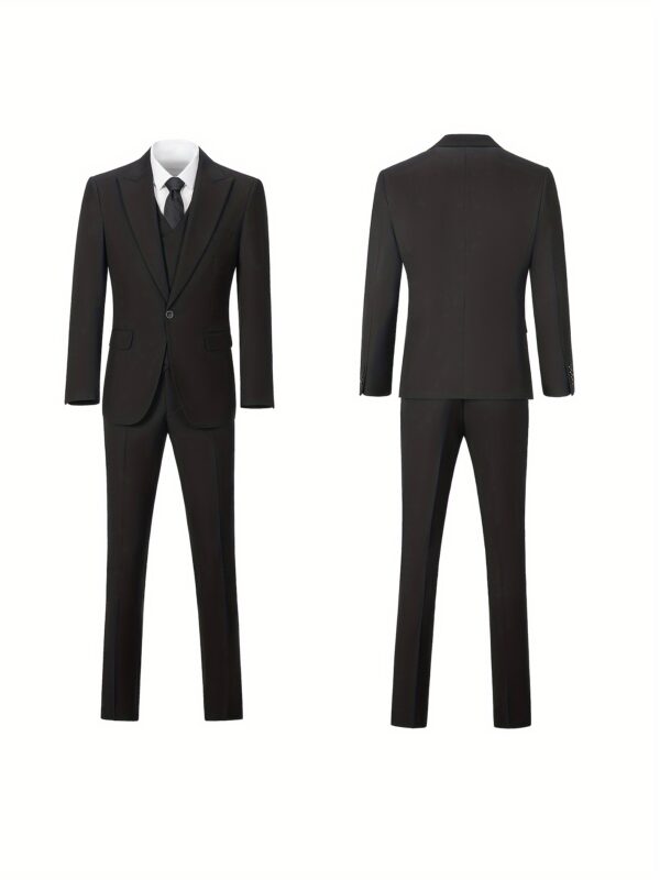 Men's 3pcs suit set Blazer vest pants combo One Button Peak Lapels Slim fit suits Modern tailored suit sets Festive Suit Set for Men Business Suits for Social Events Wedding-Ready Men's Suits for Evening Parties Size XS-XXXL - Image 4