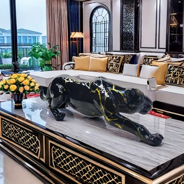 1pc Elegant Black Panther Resin Sculpture - Multi-Use Letter Animal Theme Statue for Indoor & Outdoor Decor, Ideal for Christmas, Thanksgiving, Valentine'S Day, Father'S Day, Mother'S Day - Perfect for Living Room & Office Shelves, Indoor Decoration | Artistic Panther Design | Detailed Craftsmanship, Panther Decor - Image 3