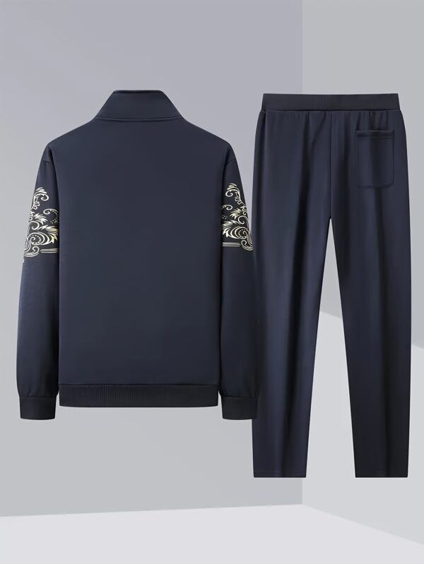 2pcs Youth New AR Embroidered Jacket and Pants Set, 100% Polyester, Non-Stretch Warm Long Sleeve Trousers Sports Suit, Suitable for Jogging, Cycling, Outdoor Walkin, for Outdoor - Image 3