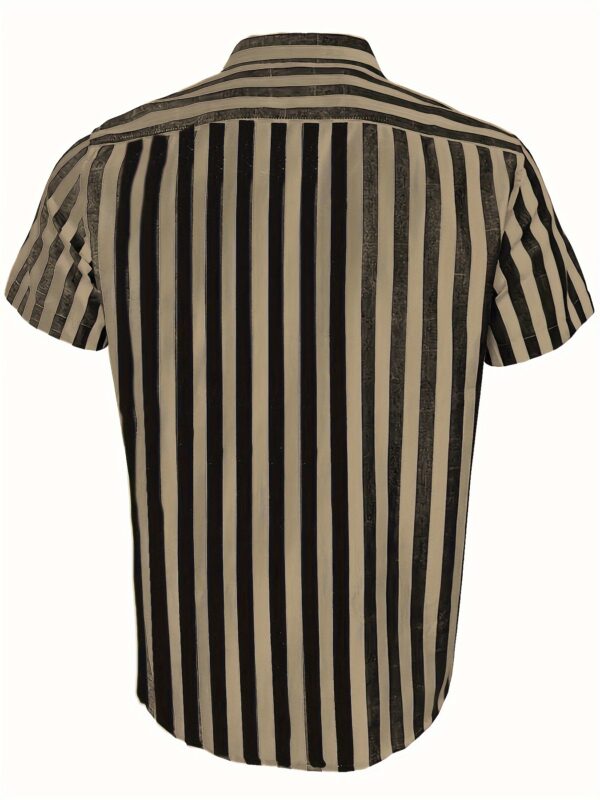 Men'S Summer Striped Business Shirt, Short Sleeve Button, Regular Fit, 95% Polyester 5% Elastane, Woven Fabric, Slight Stretch, Work Style, Lapel Collar, 119gsm - Casual Workwear - Image 5