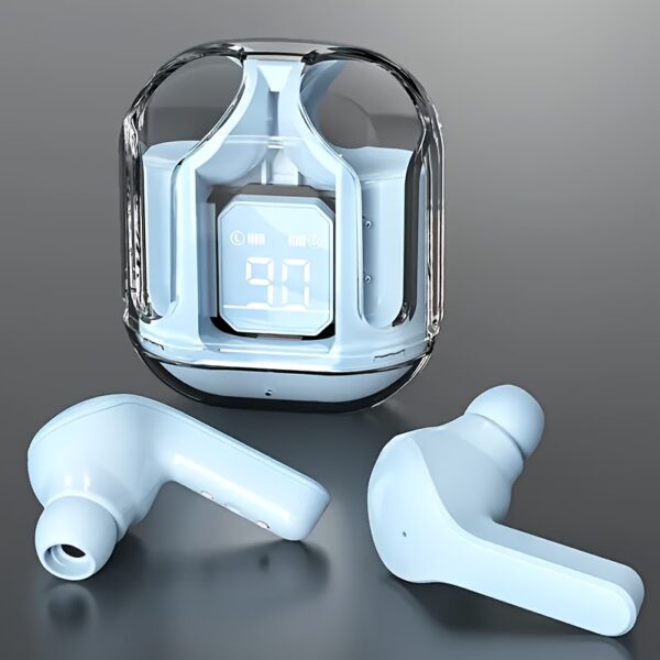 1 Pair Transparent TWS Wireless Earbuds with LED Power Display, Sports & Exercise In-Ear Headphones, Volume Control, Compatible with Smartphones, Condenser Mic, Rechargeable Lithium Polymer Battery, Type-C Charging, for Gaming, Music, Business - Ideal Gift - Image 7