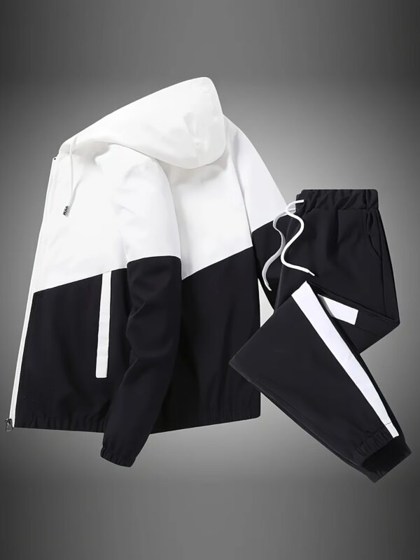 2pcs Set of New Spring And Autumn Sports Fashion Suits for Men, Hooded Jackets, Jackets, Simple Casual Pants with Cuffs - Image 4