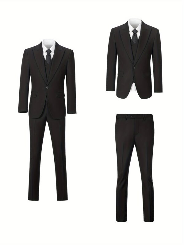 Men's 3pcs suit set Blazer vest pants combo One Button Peak Lapels Slim fit suits Modern tailored suit sets Festive Suit Set for Men Business Suits for Social Events Wedding-Ready Men's Suits for Evening Parties Size XS-XXXL - Image 6