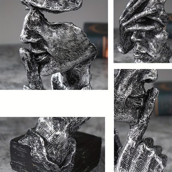 The Silent Faces Of People Are Golden Abstract Resin Art Pieces For Home Decoration, Consisting Of 3 Items. - Image 7