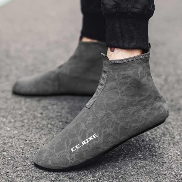 CJOXE Men's Casual Fashion Ankle Boots - Sleek Black Slip-On Walking Shoes with Geometric Design, Comfortable Fabric Lining & Durable Rubber Sole for All-Season Outdoor Activities - Image 2