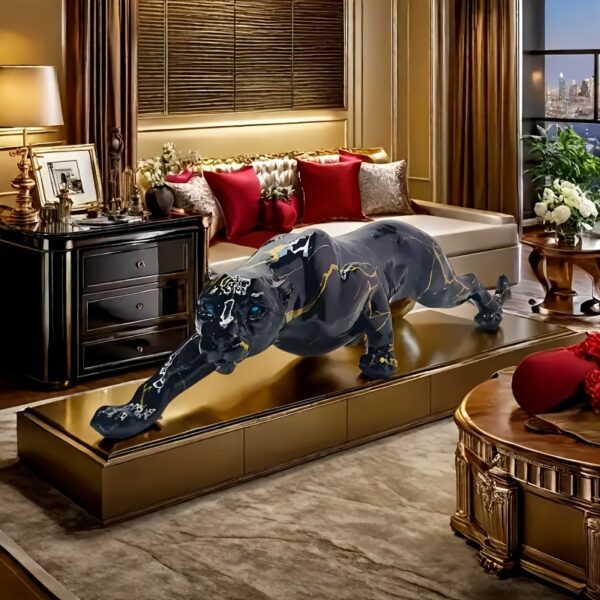 1pc Elegant Black Panther Resin Sculpture - Multi-Use Letter Animal Theme Statue for Indoor & Outdoor Decor, Ideal for Christmas, Thanksgiving, Valentine'S Day, Father'S Day, Mother'S Day - Perfect for Living Room & Office Shelves, Indoor Decoration | Artistic Panther Design | Detailed Craftsmanship, Panther Decor - Image 2