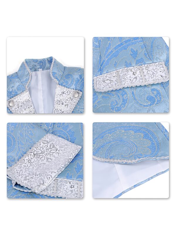 2025 Men's Three Piece Retro Palace Costume Retro Casual Party Wedding Game Pattern Button - Image 9