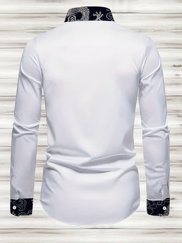 A Stylish Print Shirt for Men, Featuring a Casual Long-Sleeve Design with a Button- Collar, Perfect for Wearing in Spring And Autumn. - Image 2