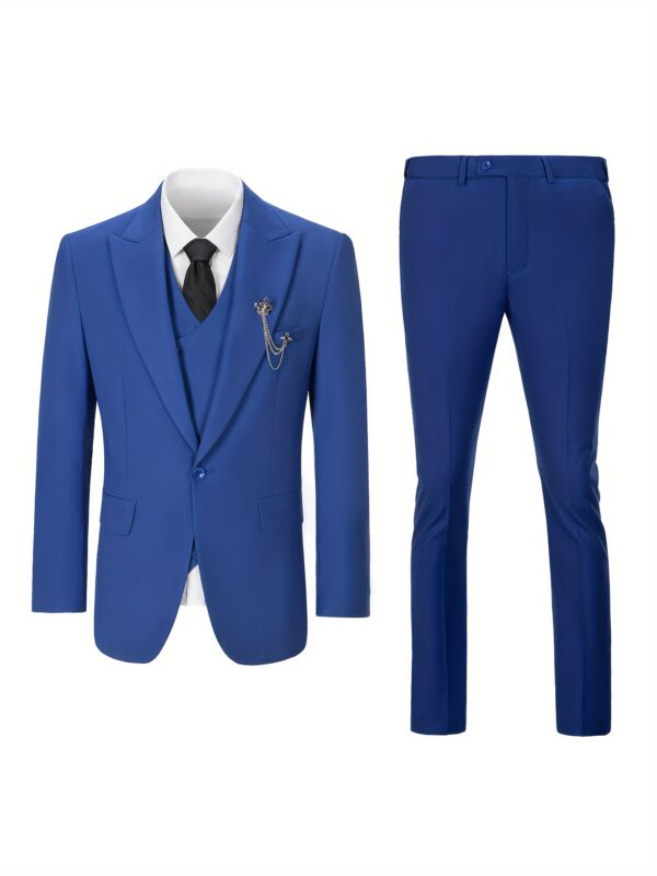 Men's 3pcs suit set Blazer vest pants combo One Button Peak Lapels Slim fit suits Modern tailored suit sets Festive Suit Set for Men Business Suits for Social Events Wedding-Ready Men's Suits for Evening Parties Size XS-XXXL - Image 5