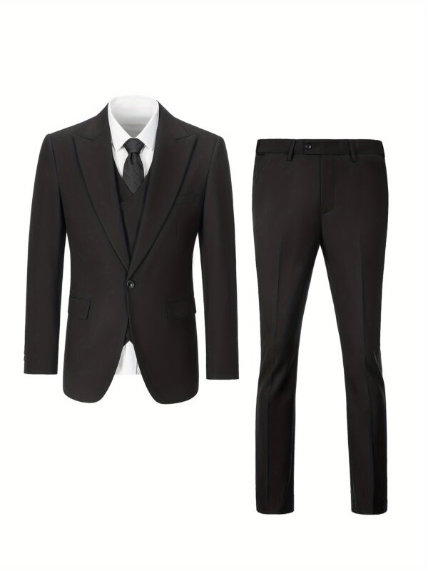 Men's 3pcs suit set Blazer vest pants combo One Button Peak Lapels Slim fit suits Modern tailored suit sets Festive Suit Set for Men Business Suits for Social Events Wedding-Ready Men's Suits for Evening Parties Size XS-XXXL - Image 2