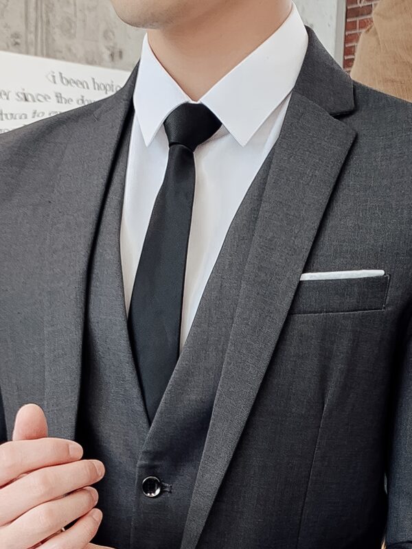 Guireniao Men'S 1pc Black V-Neck Suit Jacket - Elegant Wedding & Business Attire with Pocket, Non-Stretch Fabric, Perfect for Spring/Summer/Fall - Image 8