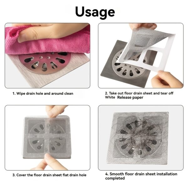 10pcs Self-Adhesive Hair Catcher Stickers for Shower, Kitchen Sink & Bathroom Drains - Anti-Clog, Insect-Proof Floor Drain Covers - Image 5