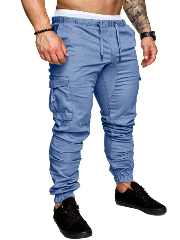 Men's Navy Blue Cotton Cargo Pants with Multiple Pockets - Casual & Outdoor Workwear for Hiking, Running, and Everyday Use, Camping Gear - Image 10