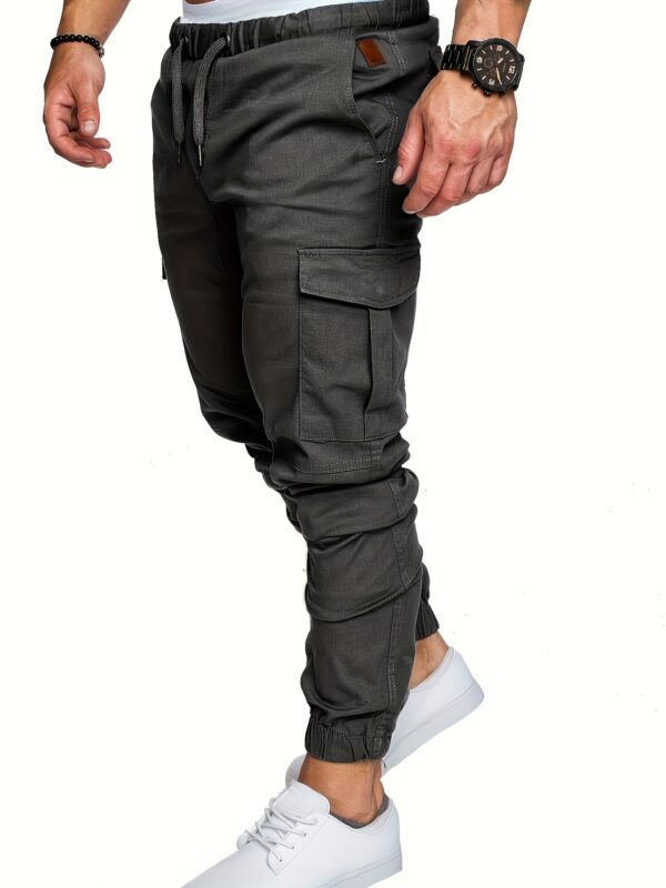 Men's Navy Blue Cotton Cargo Pants with Multiple Pockets - Casual & Outdoor Workwear for Hiking, Running, and Everyday Use, Camping Gear - Image 4