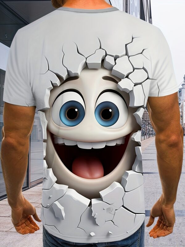 Men's 3D Printed Novelty T-Shirt - Stretchy, Comfortable Casual Tee for Outdoor Activities, Round Neck, Machine Washable - Image 5