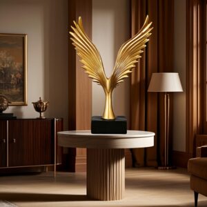 1pc Golden roc with Spread Wings Resin Statue, Modern Minimalist Abstract Desk Sculpture for Home, Office, Living Room, Bedroom, Indoor Decor, No Electricity Needed, Bookshelf Decoration