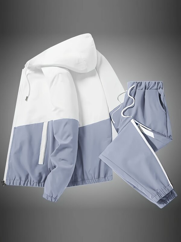 2pcs Set of New Spring And Autumn Sports Fashion Suits for Men, Hooded Jackets, Jackets, Simple Casual Pants with Cuffs - Image 6